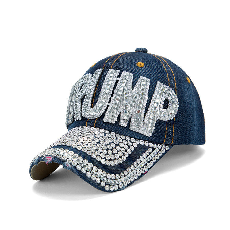 Wholesale New Baseball Cap Flag Denim Diamond-encrusted Election Event Cap Sunshade Sunscreen Cap Tide Cap