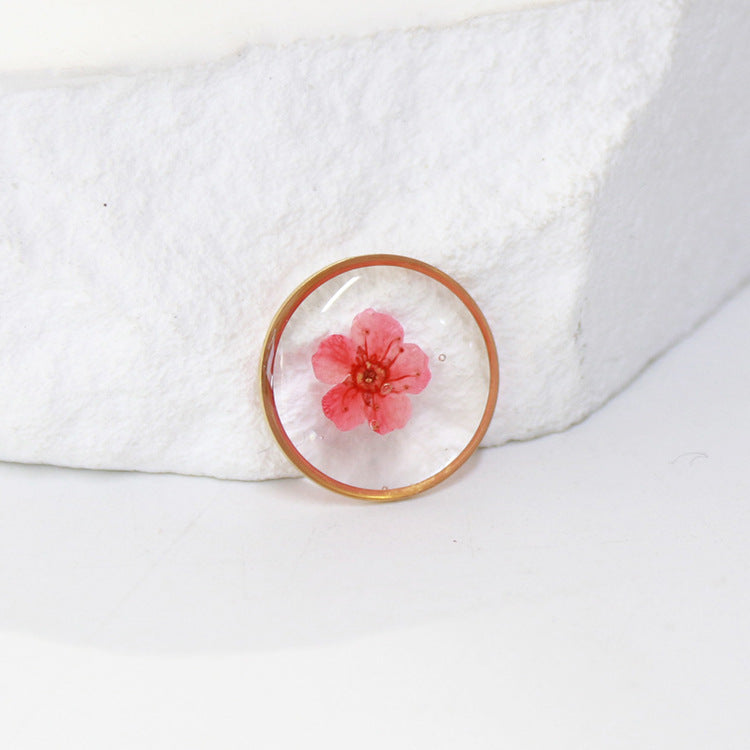 Wholesale 10pcs Round Dried Flower Gold and Silver Colorful Small Flower Stainless Steel Bracelet