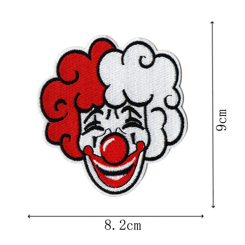 Wholesale Carnival Clown Crown Embroidered Iron On Patches Red Cartoon Design 12 Piece Set Towel Decoration DIY Craft Supply Gift Resale