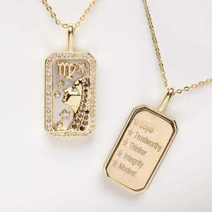 Wholesale Stylish 12 Zodiac Signs Coin Pendant Necklace Stainless Steel Gold Plated Fashion Accessory