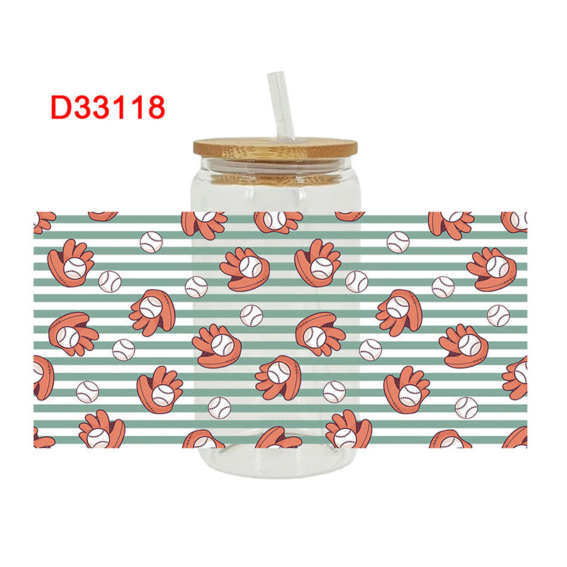 Wholesale Colorful rugby ball  16oz Cup UV DTF Wraps