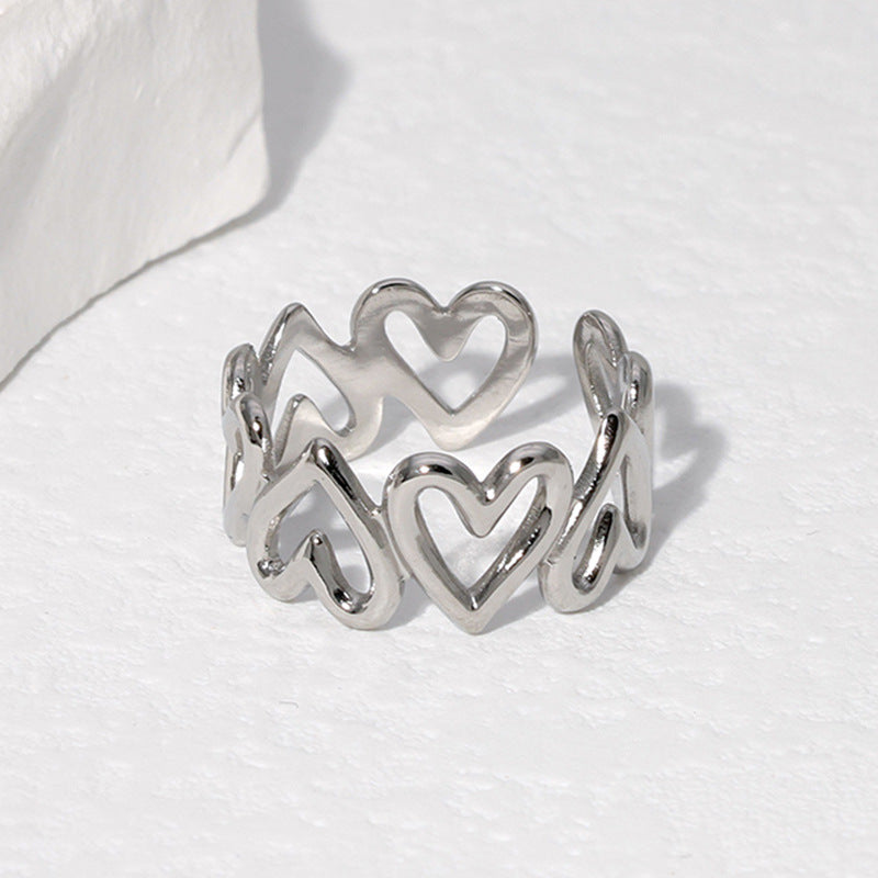 Wholesale  Heart-Shaped Titanium Steel Open Ring for Women