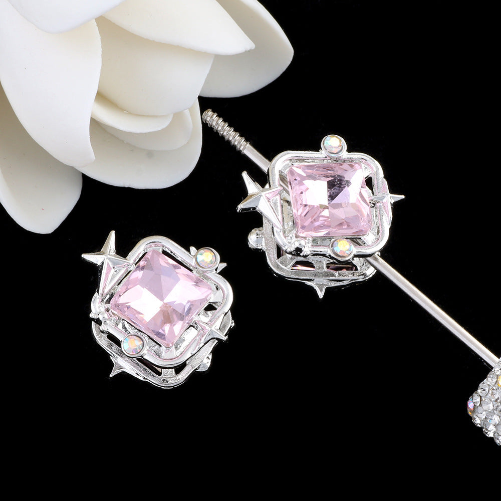 Wholesale 10pcs Double sided alloy colored star square straight hole beads