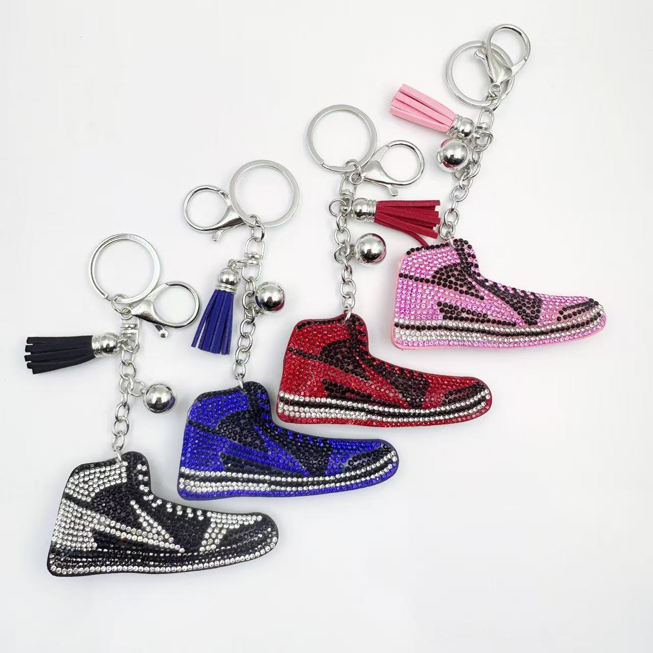 Wholesale Rhinestone Sneaker Keychain Crystal Shoe Charm For Bag Car Key Accessory