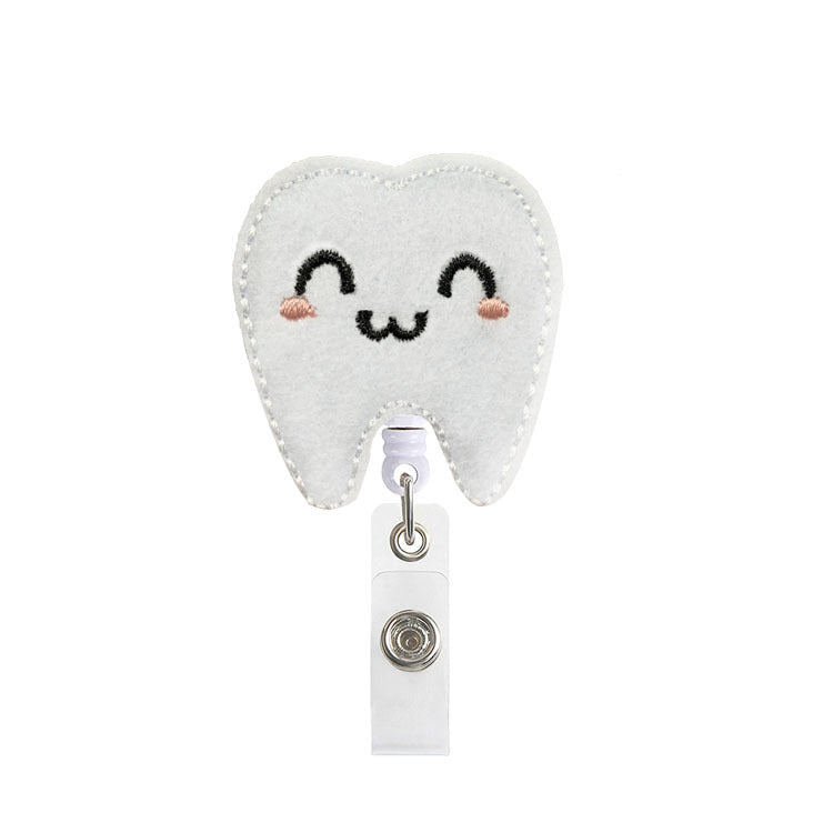 Wholesale Badge Reels Cartoon Felt Embroidery Badge Scroll Retractable Keychain