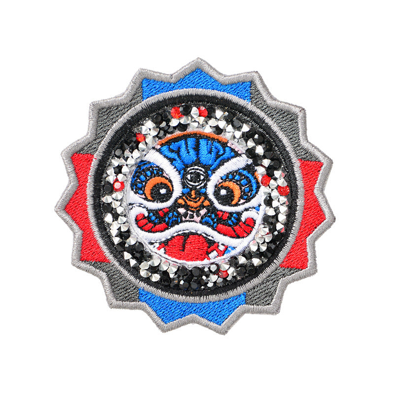 Wholesale Stylish Rayon Embroidered Round Lion Letter Patch For Coat Repair And Decoration