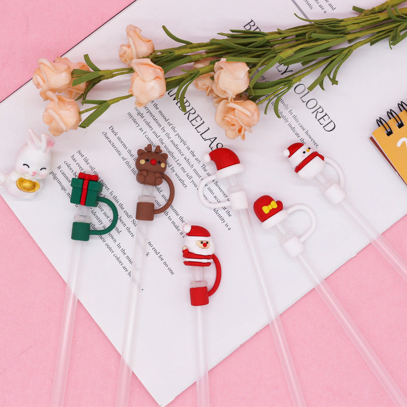 Wholesale Christmas 8MM Silicone Straw Caps