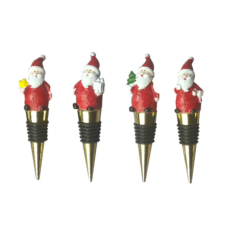 Wholesale Christmas Wine Cork Old Man Gift Resin Metal Red Wine Cork