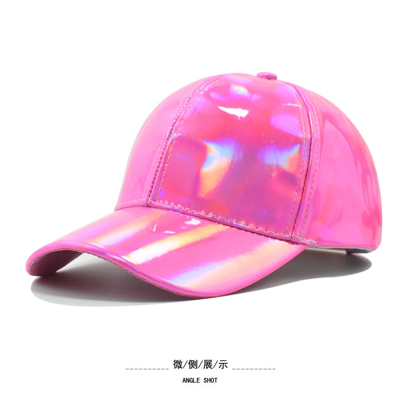 Wholesale new PU leather colorful baseball cap men's street personality cap women's curved brim face small hat