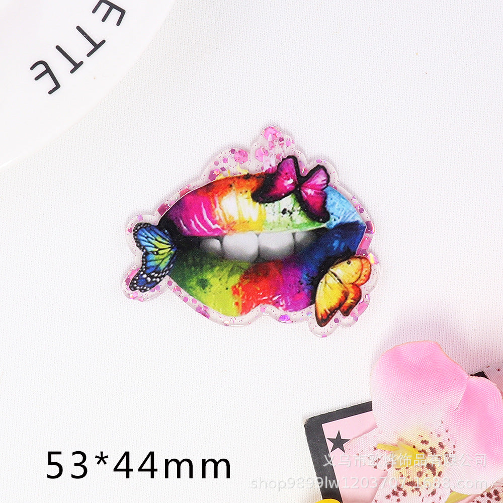 Wholesale 10pcs Cartoon Lips Letters Acrylic DIY Patches