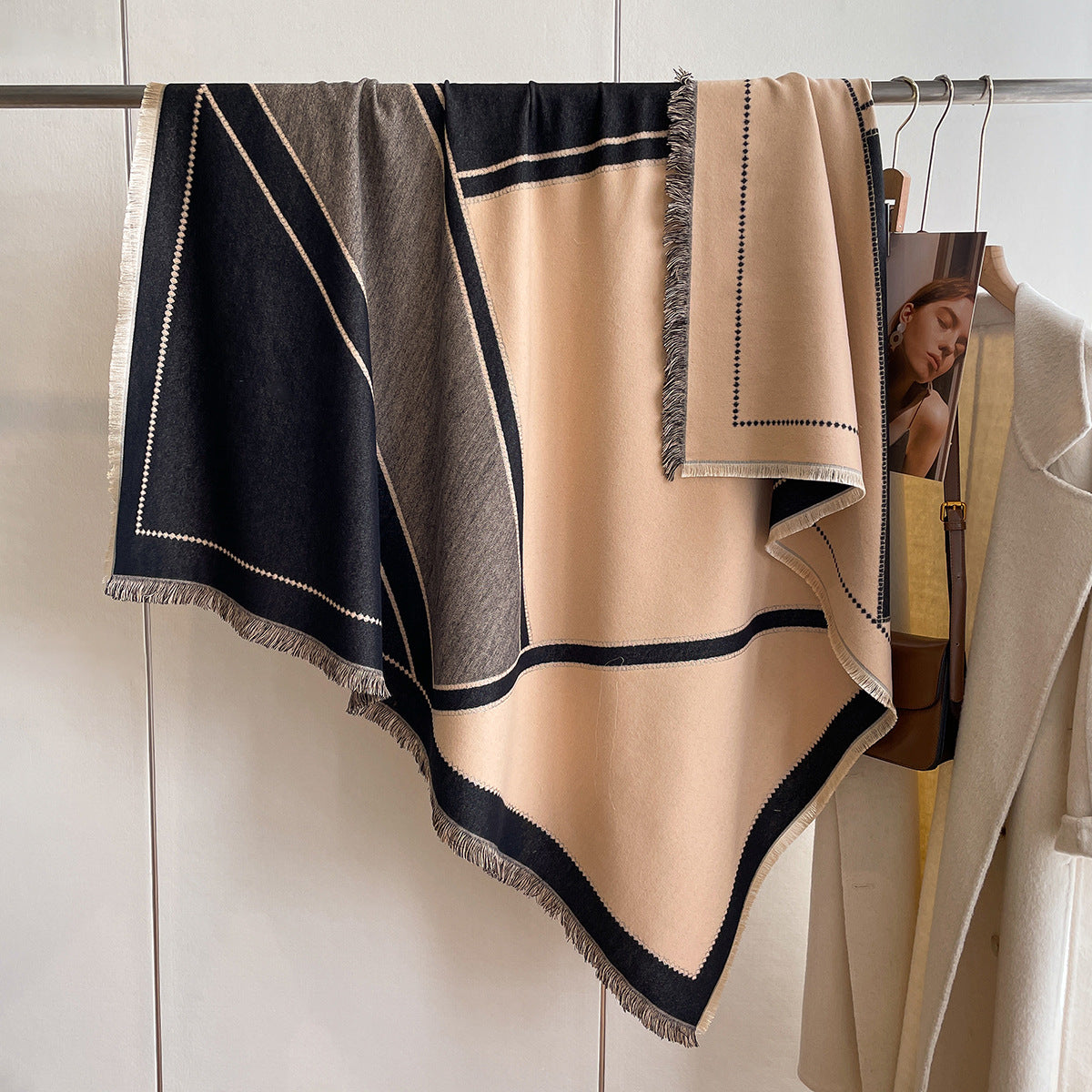 Wholesale Imitation Cashmere Square Scarf Thickened Warm Shawl Cloak