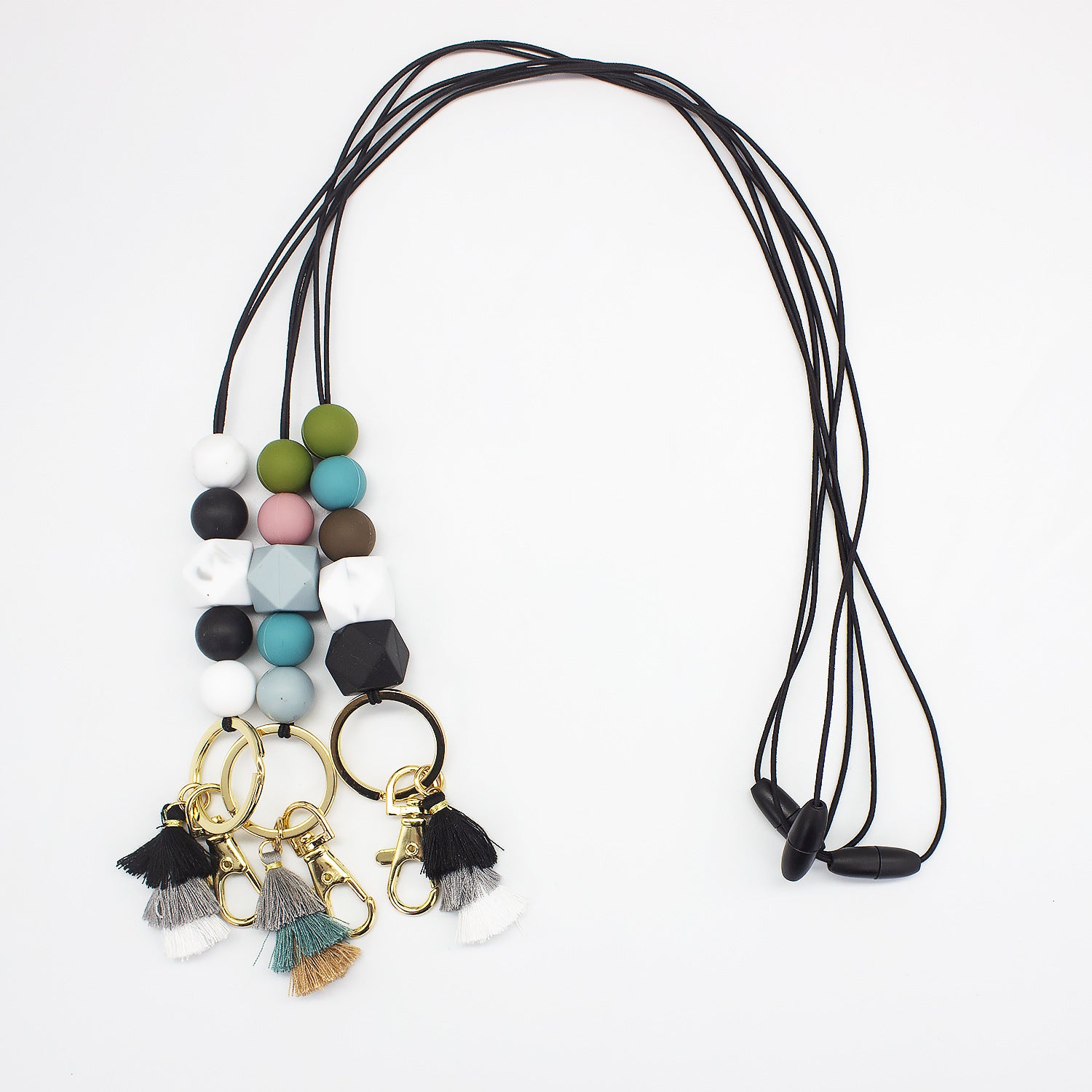 Wholesale Cartoon Silicone Soft Glue Beaded Tassel Lanyard Keychain