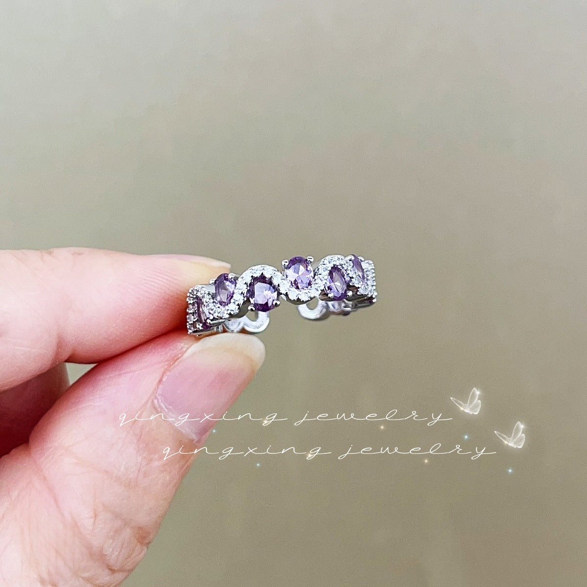 Wholesale Colorful Ring with Red Ruby and Zircon Adjustable Open Ring