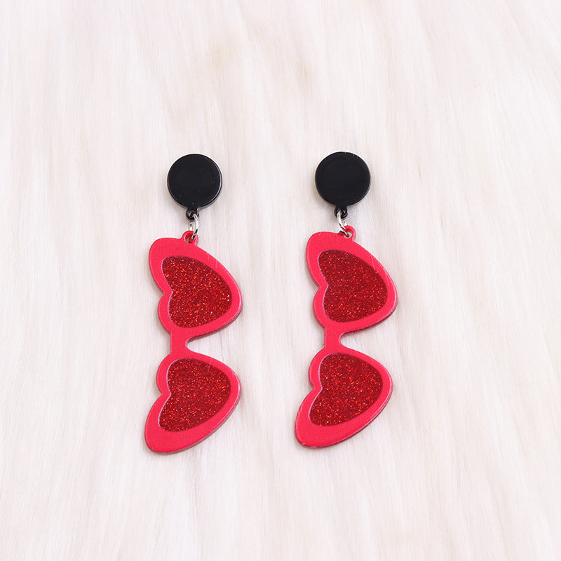 Wholesale Valentine's Day love sunglasses women's earrings autumn and winter earrings simple personality acrylic suit earrings