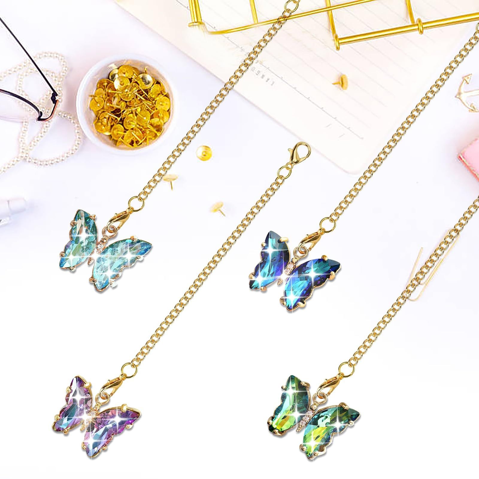 Wholesale Gradient Color Crystal Butterfly Chain Versatile DIY Water Cup Chain Accessories