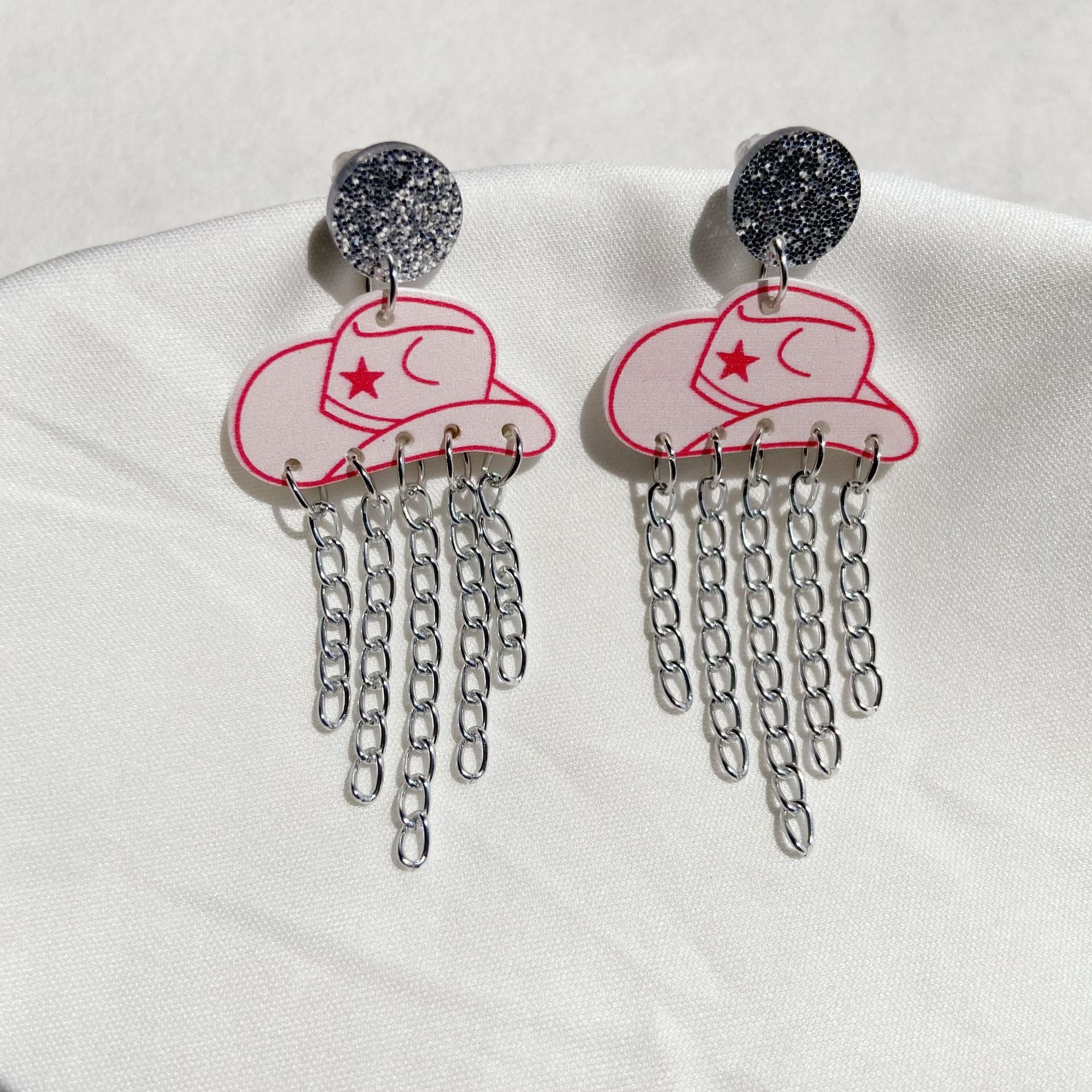 Wholesale Cowboy hat tassel earrings