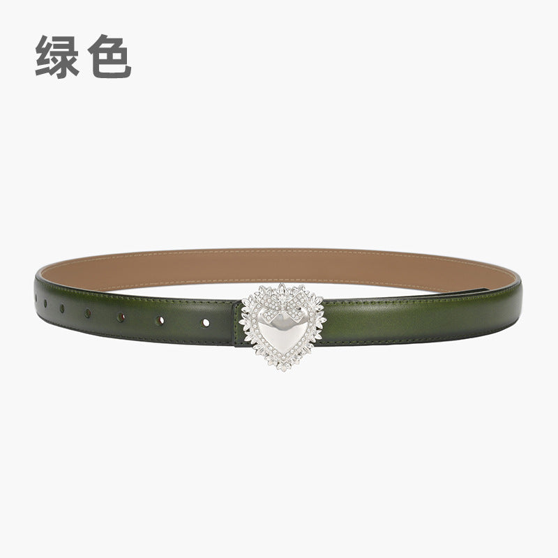 Wholesale Silver Love Buckle Genuine Leather Belt