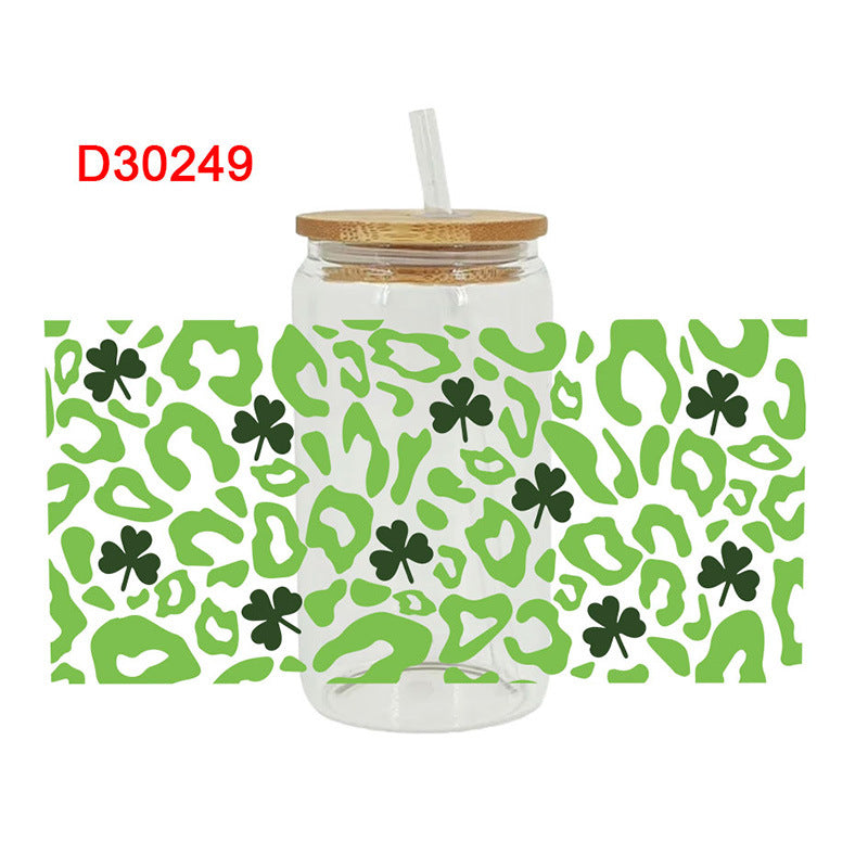 Wholesale Colorful Cartoon St. Patrick's Lucky Clover 16oz Cup UV DTF Film