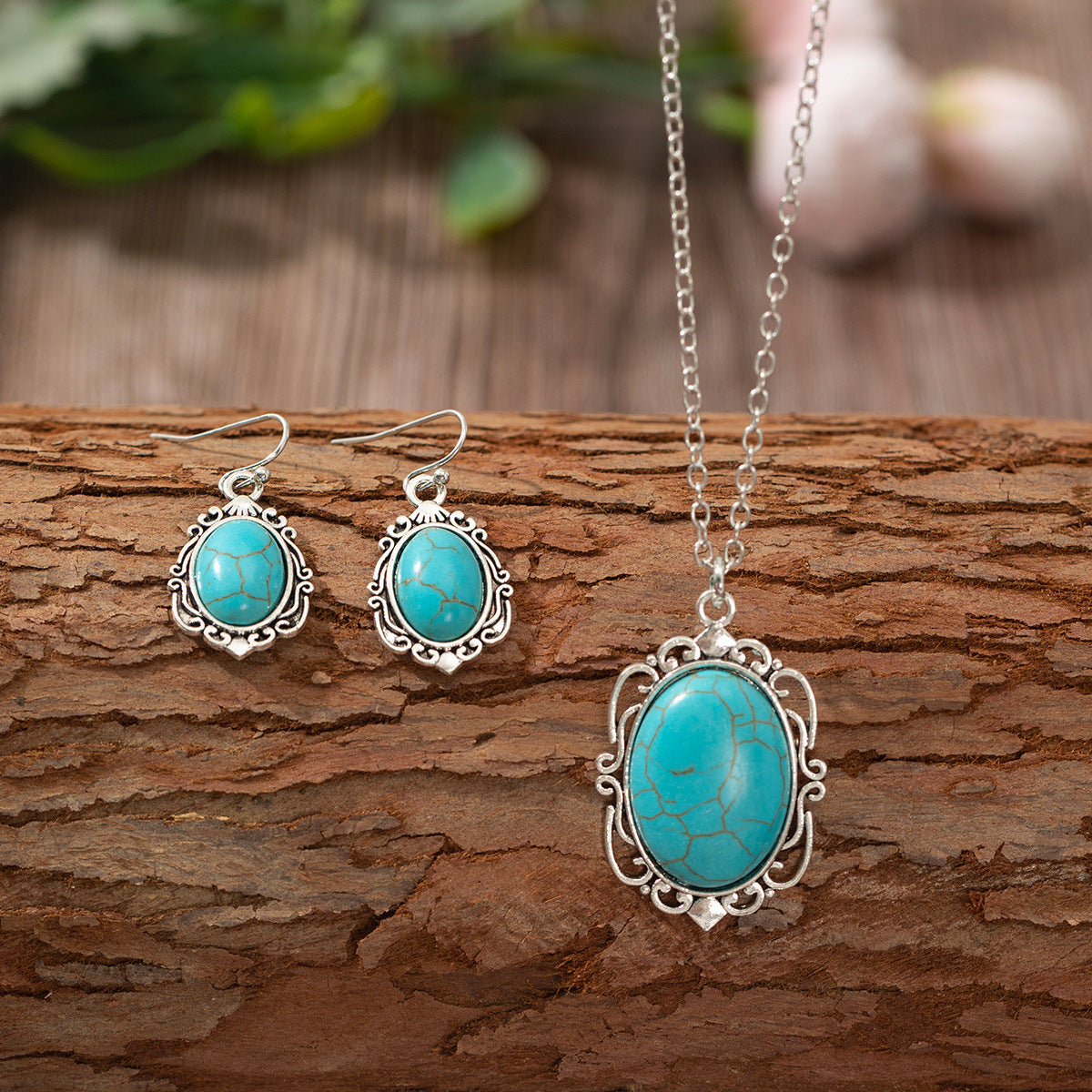Wholesale Bohemian Turquoise Necklace Earring Set