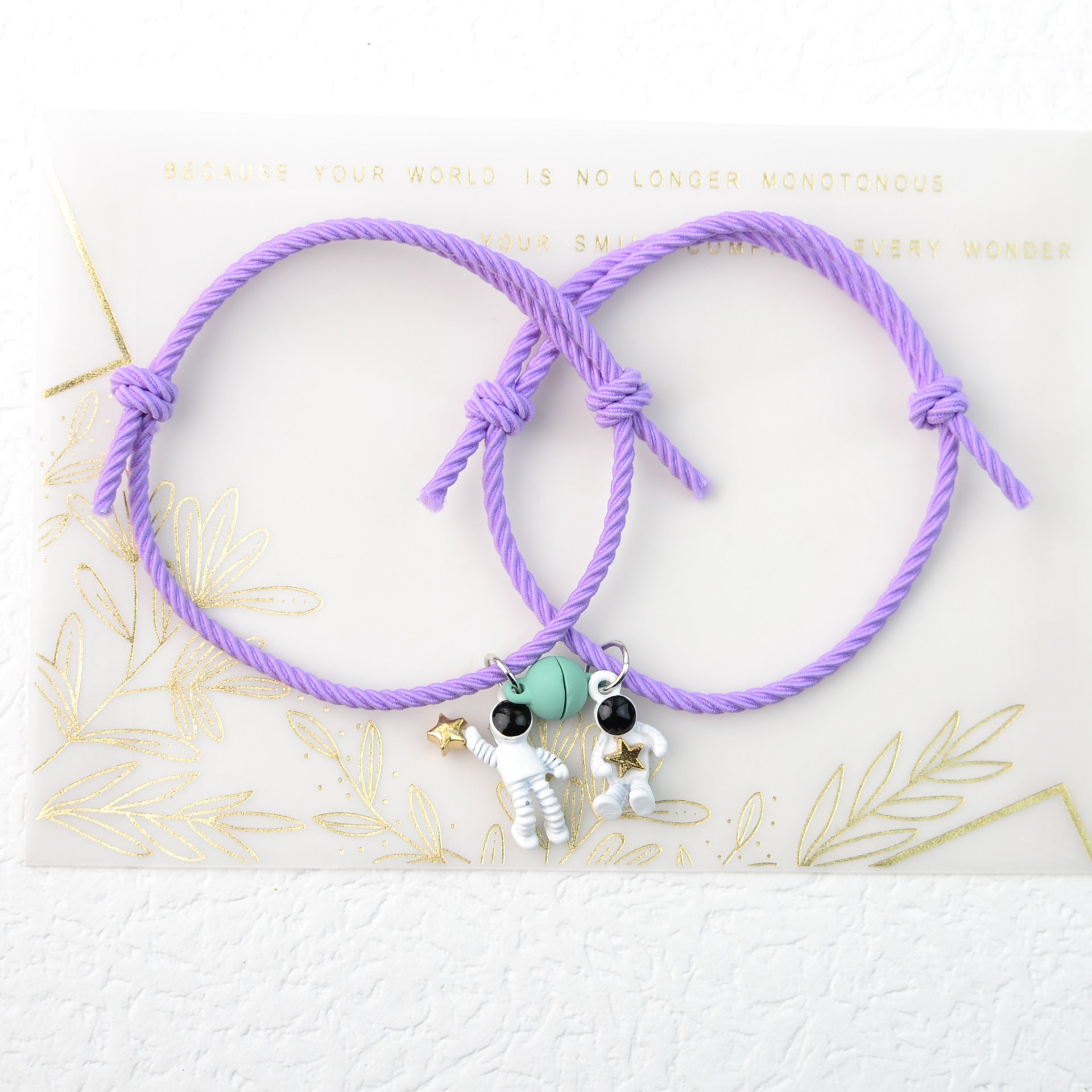 Wholesale Astronaut Can Reach the Stars Elastic String Couple Bracelet