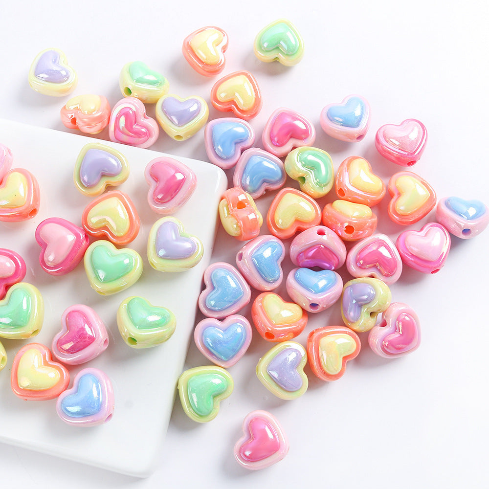 Wholesale 10pcs Macaron Color Acrylic Heart Five-Pointed Star Beads