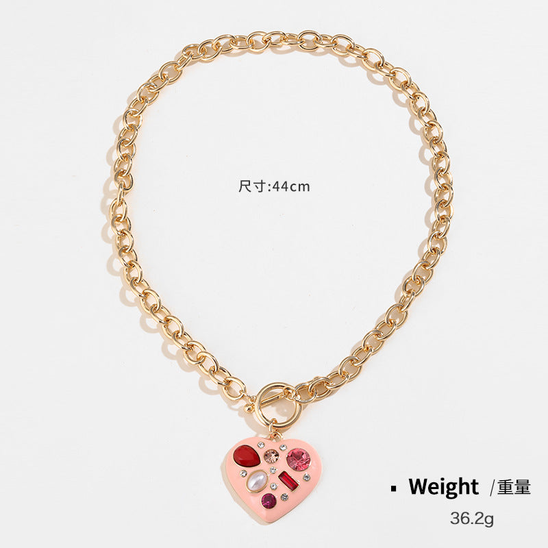 Wholesale 15PCS Valentine's Day Series Love Drops Oil Necklace and Earrings Set