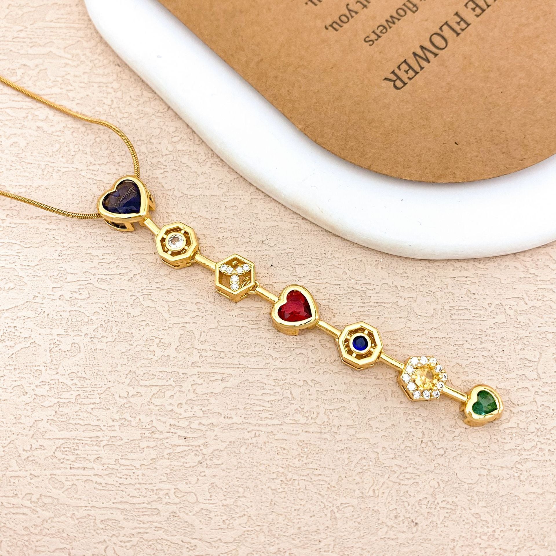 Wholesale Colorful Square Geometric Smart Titanium Steel Necklace Niche Luxury Versatile Accessories
