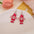 Wholesale Valentine's Day Love Dwarf Earrings Flamingo Love Semi-round Plaid Acrylic Earrings for Women