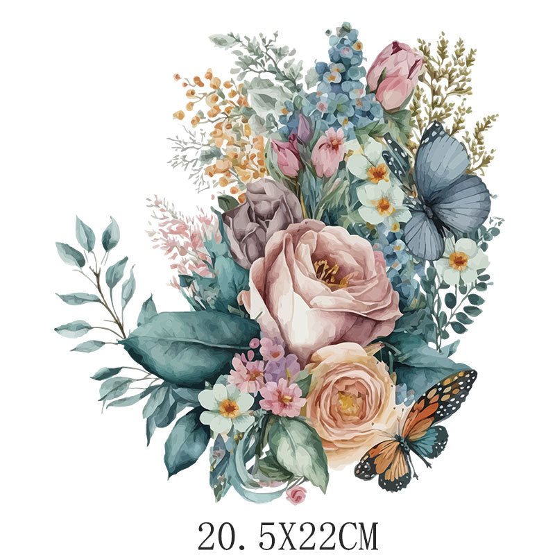 Wholesale 10pcs/pack Watercolor floral heat transfer appliqué clothing UV DTF Ready to Press Transfers Wraps