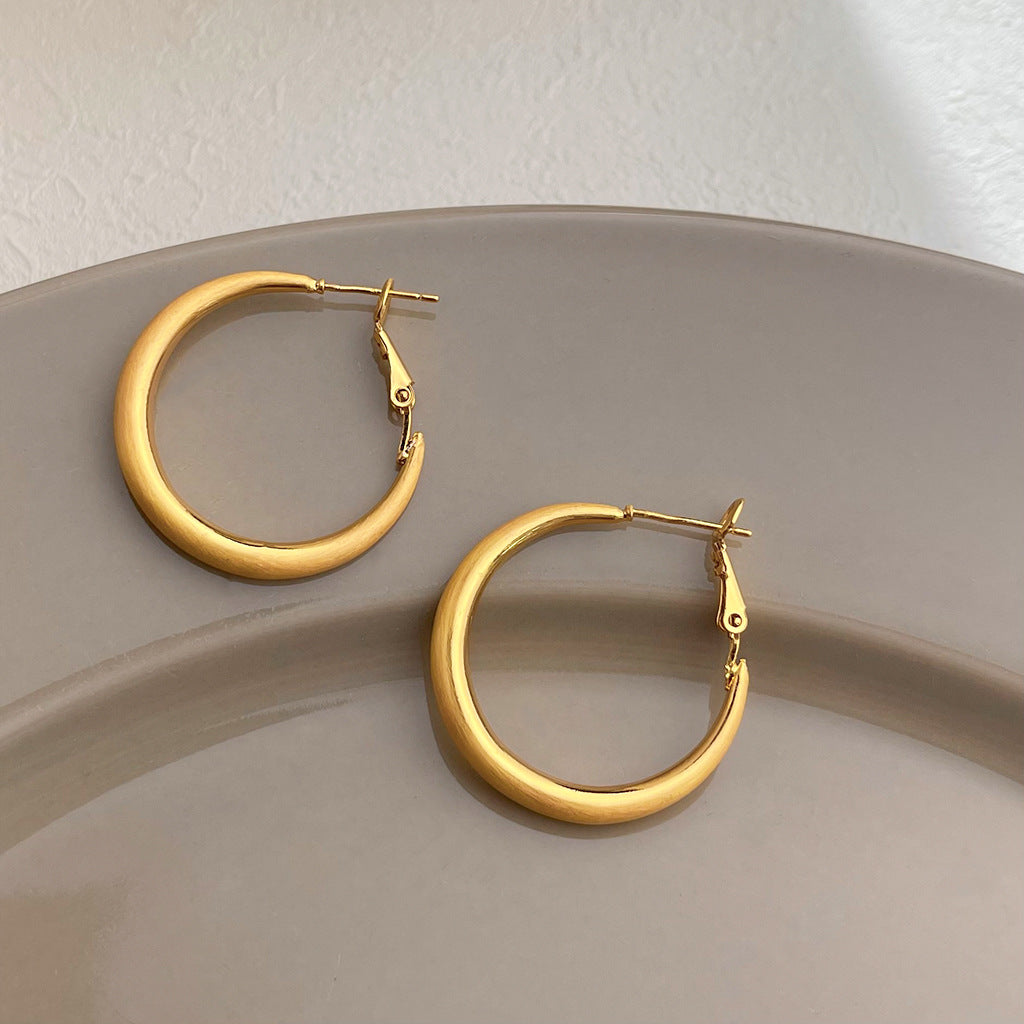 Wholesale Golden brushed frosted geometric earrings