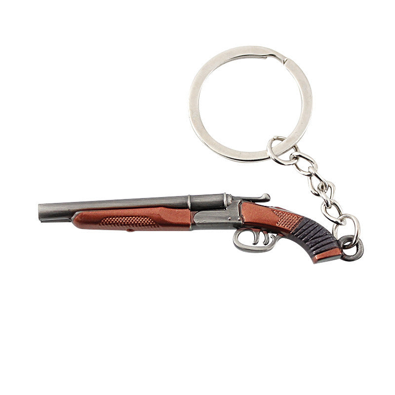 Wholesale Mini Metal Gun Model Keychain P90 S686 Dp-28 Alloy Pendant Small Decorative Toy Office Culture Metal Crafts