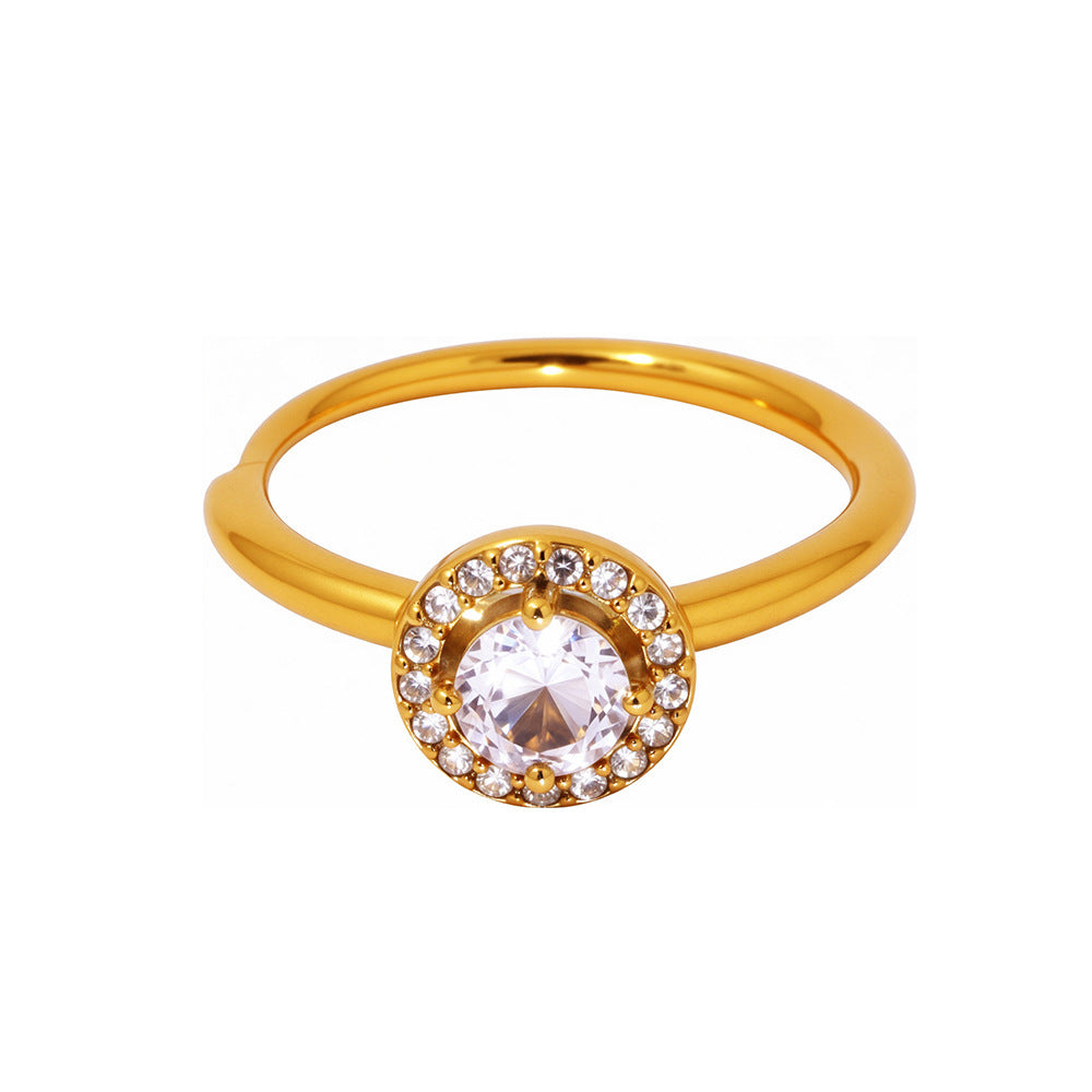 Wholesale Stainless steel side opening 5A zircon diamond ring