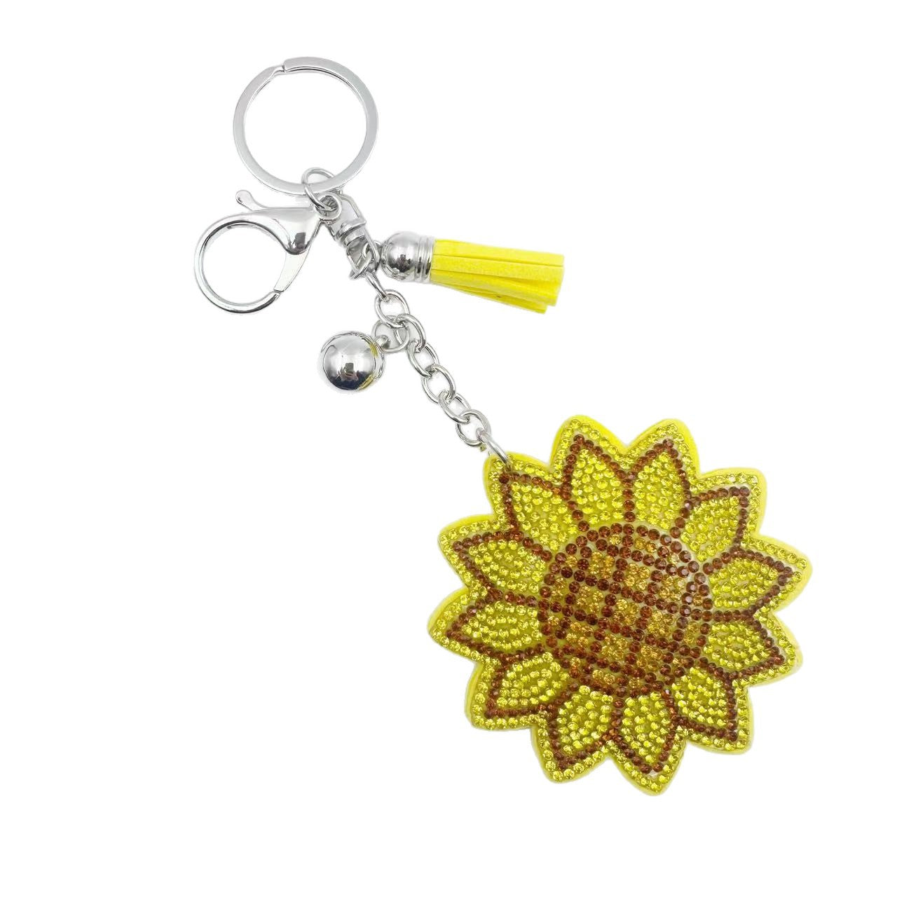 Wholesale Sunflower Rhinestone Keychain Yellow Velvet Bag Charm Chic Fashion Accessory For Car Key Or Purse Gift And Boutique Resale
