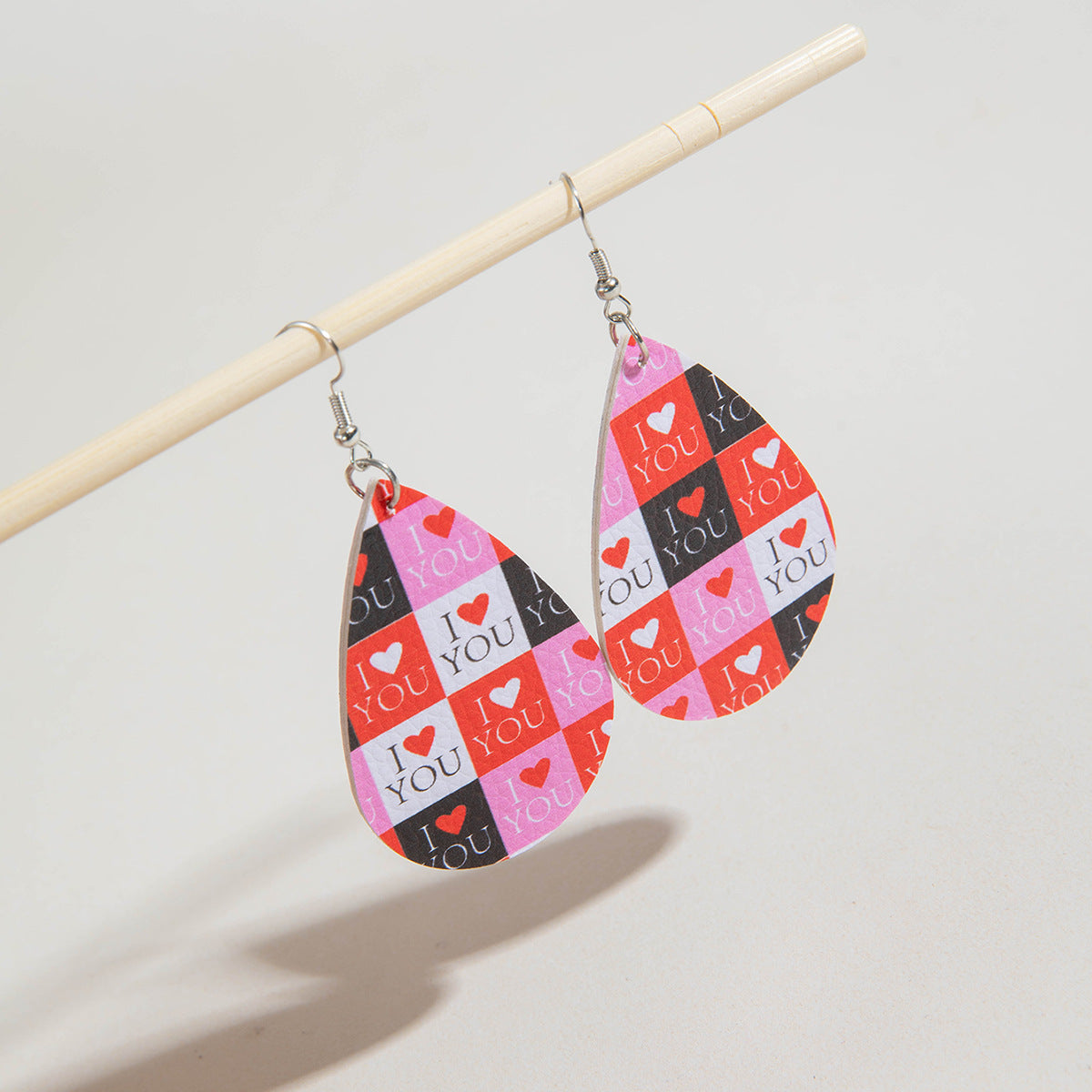 Wholesale Waterdrop Peach Heart Valentine' s Day Sparkling Love Earrings