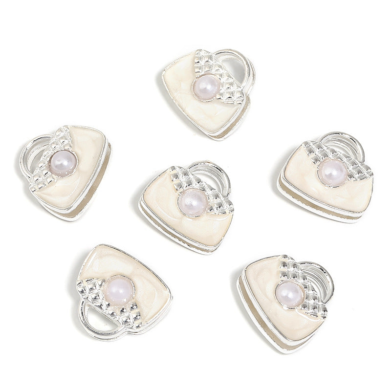 Wholesale 20pcs Heavy Double-sided Pearl Handbag Alloy Through-hole Diy Cute Beads