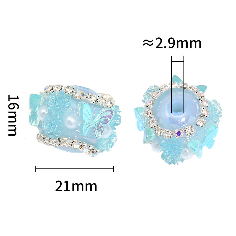 Wholesale 10pcs Luminous Heavy Industry Rose Butterfly Sugar Beads Rhinestone Chain Drill Ball