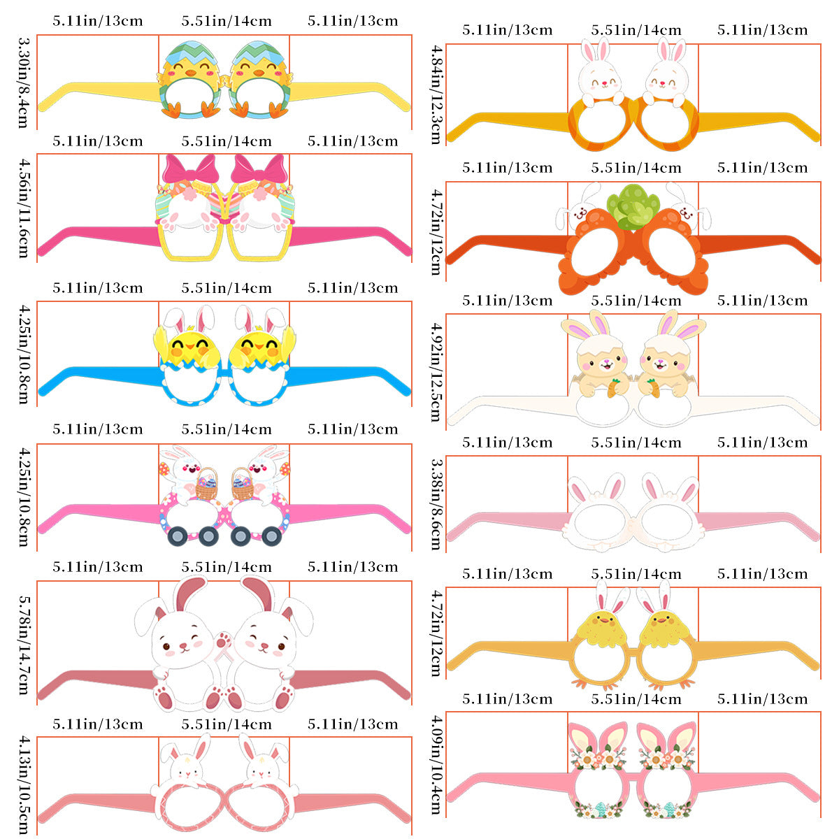 Wholesale Easter  Dress Up Photo Paper  Rabbit Egg Glasses