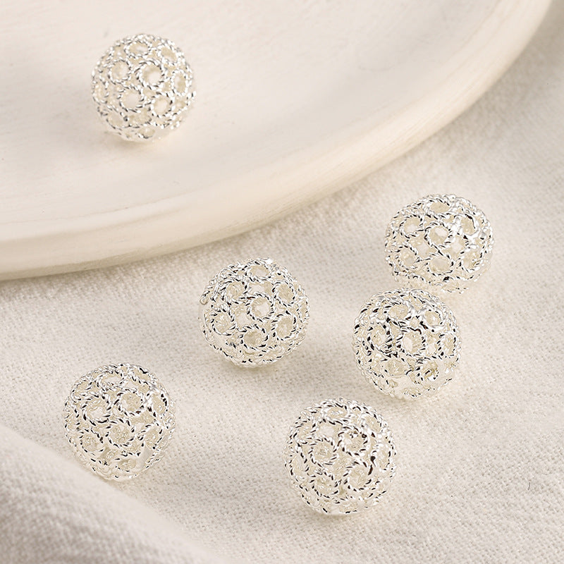 Wholesale of 10pcs/pack Copper Circular Through-hole Plated with Genuine Gold Hollow Ball Beads