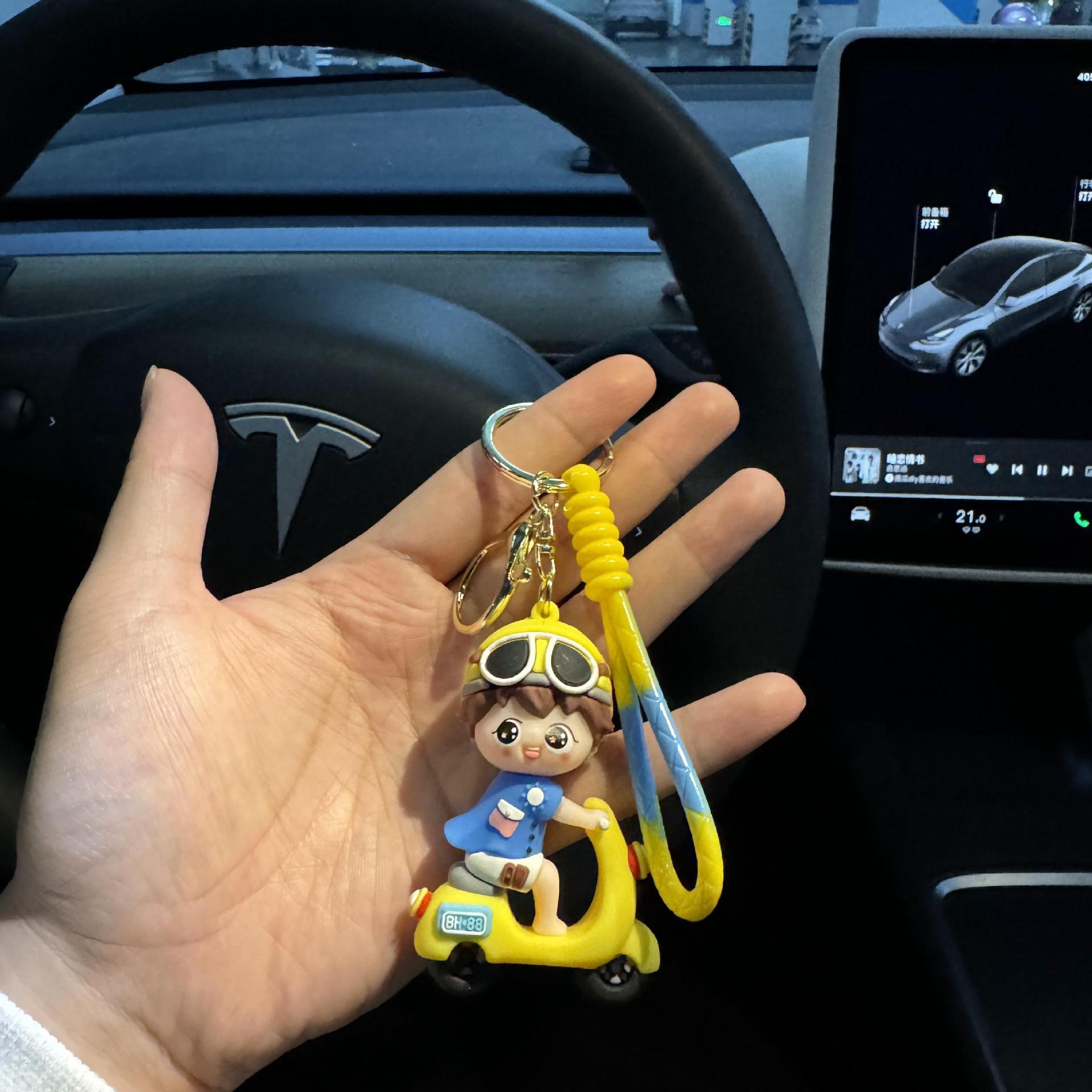 Wholesale Electric Car Boys and Girls Cute Cartoon Keychain Pendant