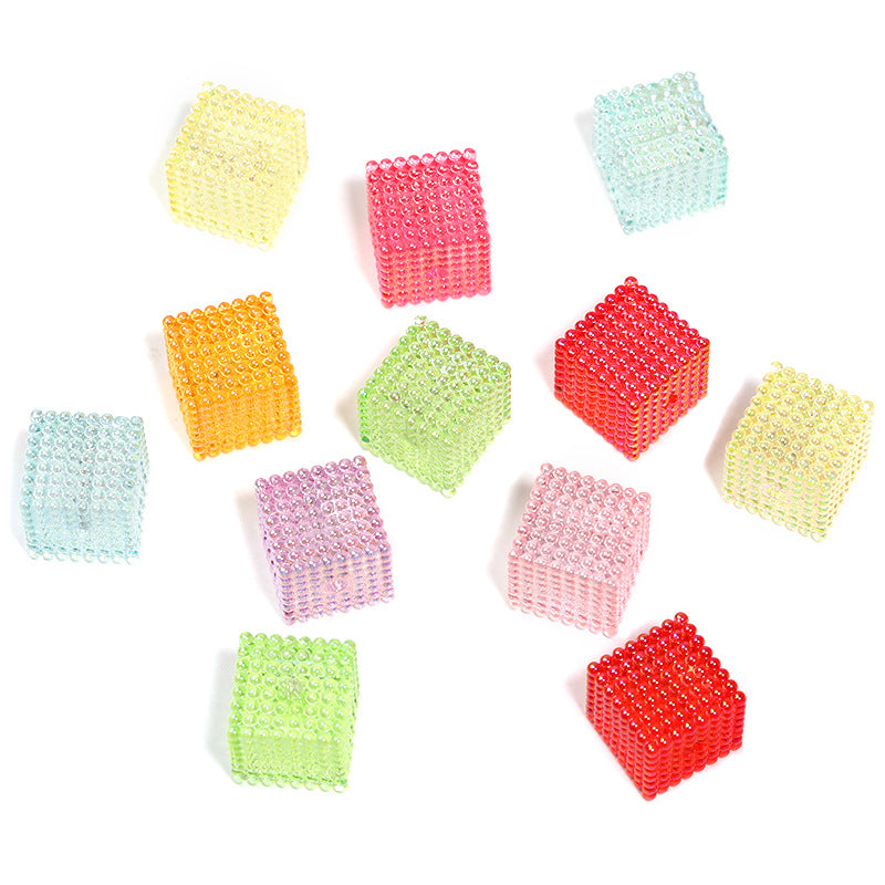 Wholesale 100pcs 16mm Acrylic Transparent Color Square Bead