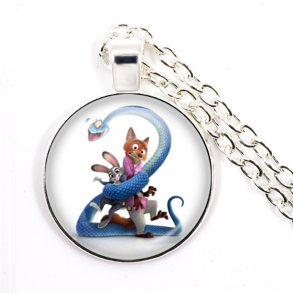Wholesale Cartoon Cute Animal Time Gem Round Necklace  OLY Exclusive