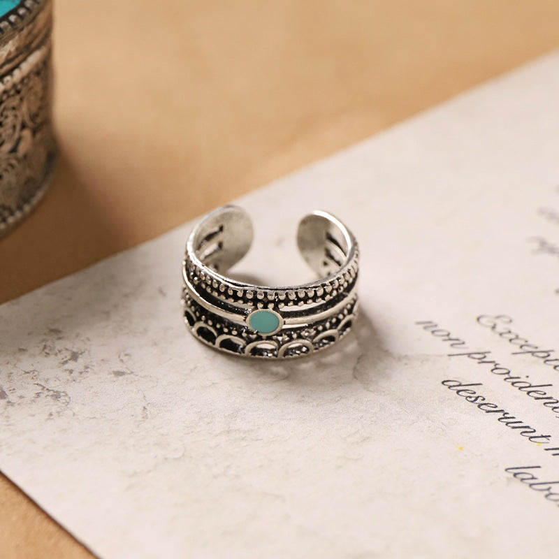 Wholesale Vintage ethnic style carved Bohemian open ring