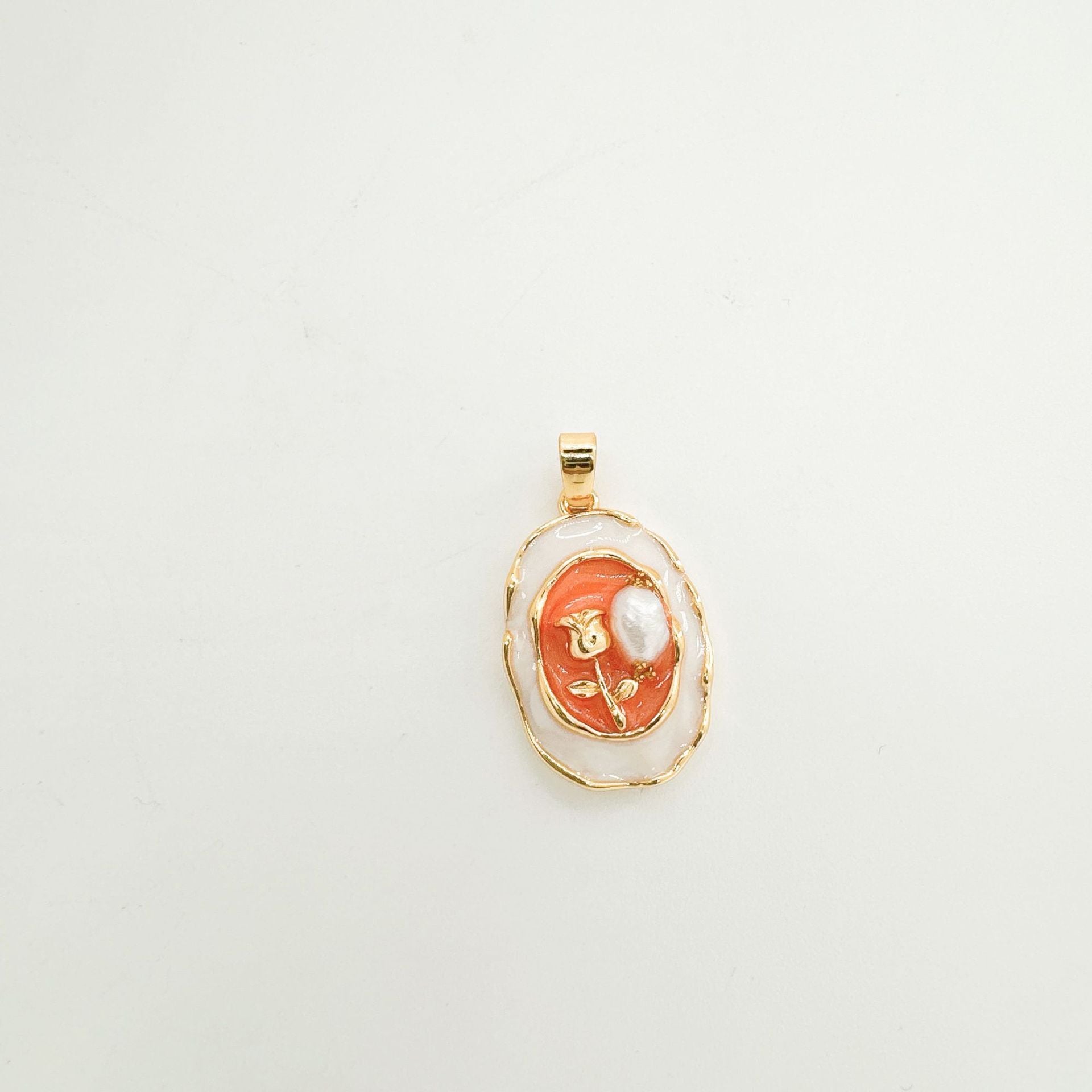 Wholesale Copper antique style enameled tulip flower pendant