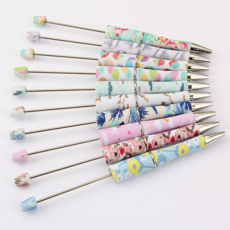 Pen de bolígrafo con cuentas de impresión de plástico de 10 piezas de plástico al por mayor