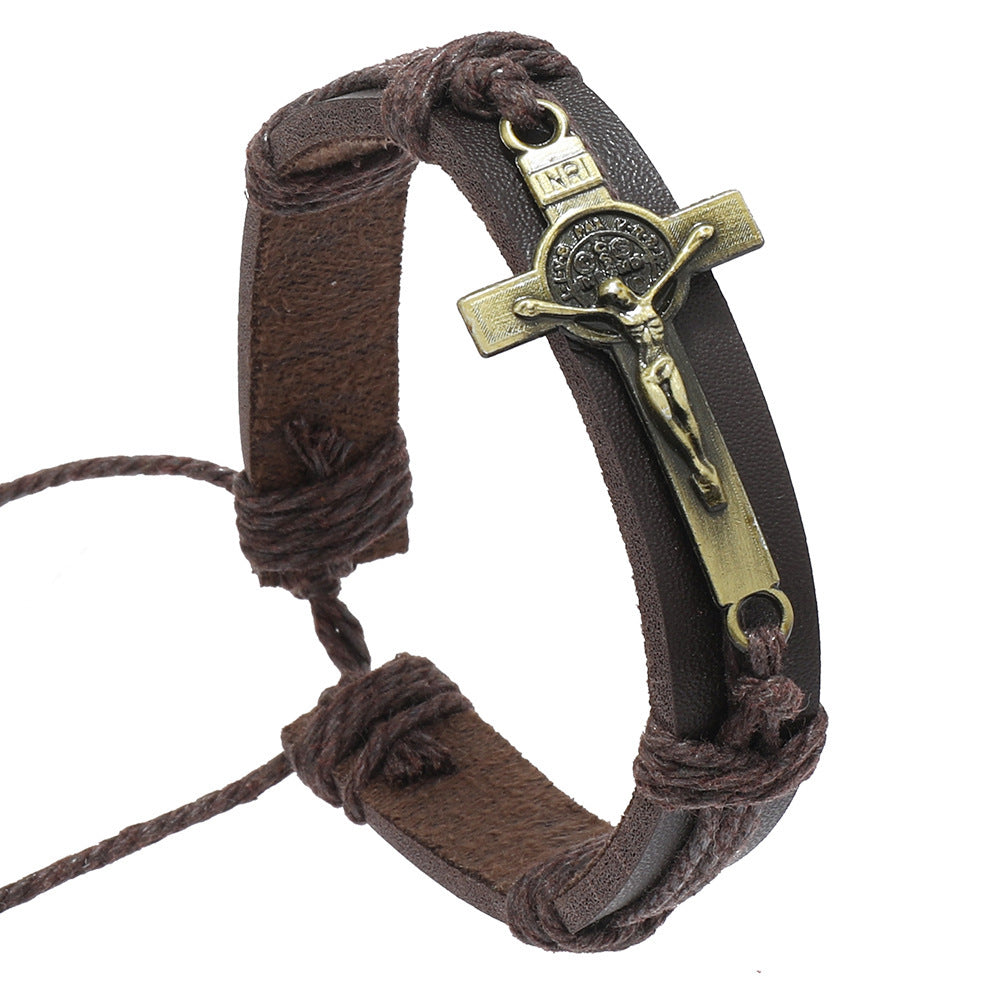 Wholesale Cross multi-layer woven adjustable bracelet