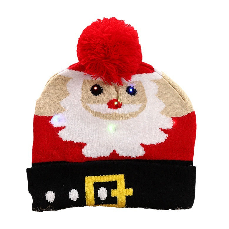 Wholesale Glow Christmas Autumn and Winter Warm Pullover Knitted Woolen Hat