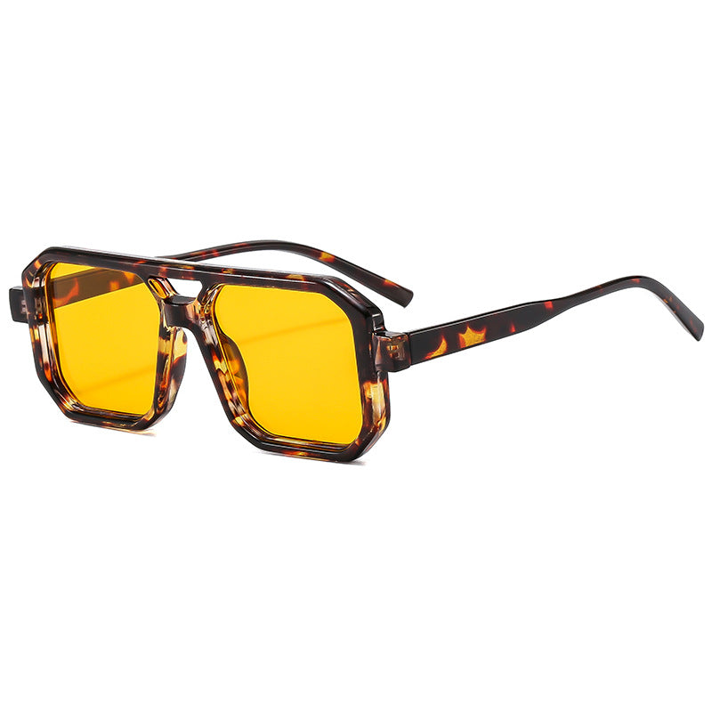 Wholesale Retro Pilot Double Beam Large Frame Sunglasses