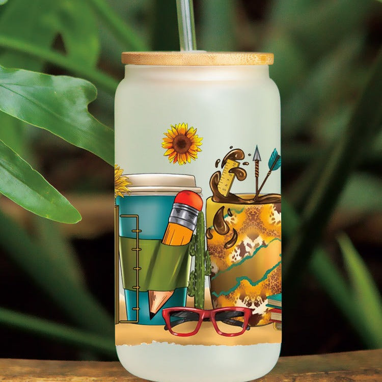 Wholesale Cute Cartoon Teacher Theme Drink 16oz Cup UV DTF Wraps