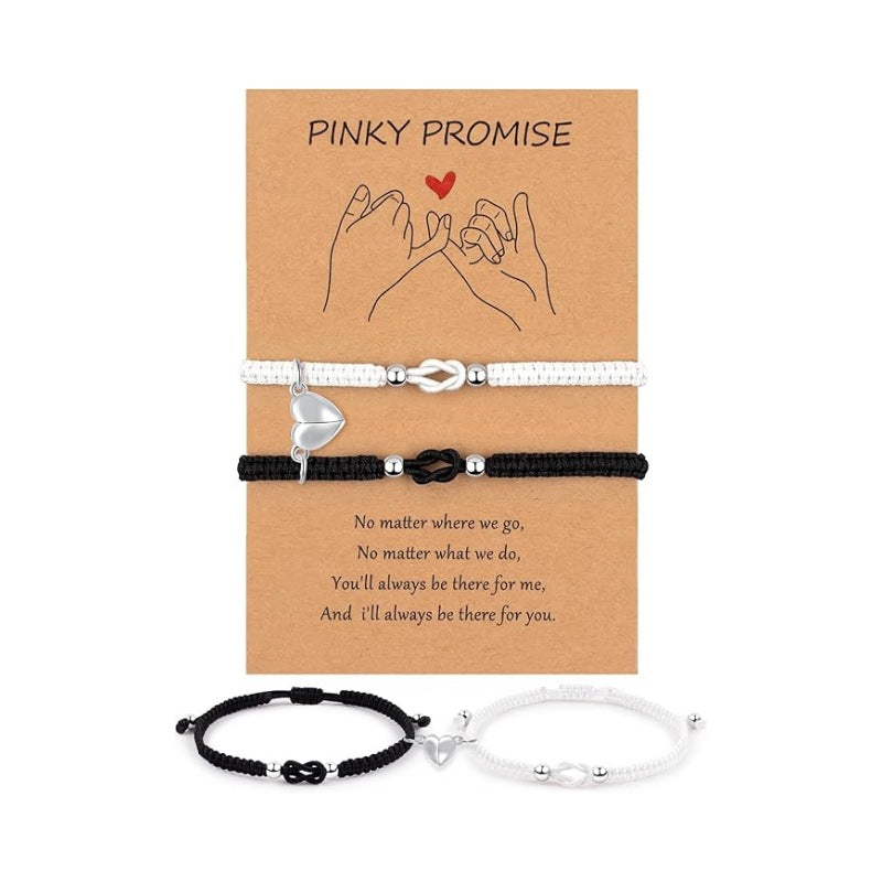 Wholesale Hand woven black and white Mobius ring adjustable bracelet