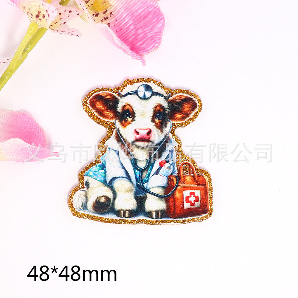 Wholesale  10pcs  New loose powder cartoon cute calf pony bag accessories acrylic cute DIY patch accessories